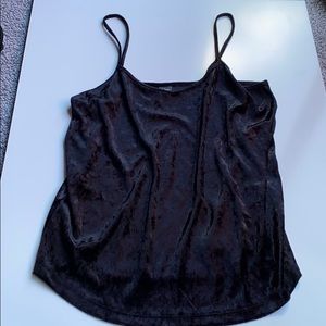 Velour Velvet Black Straps Top Cami Sz M NWOT